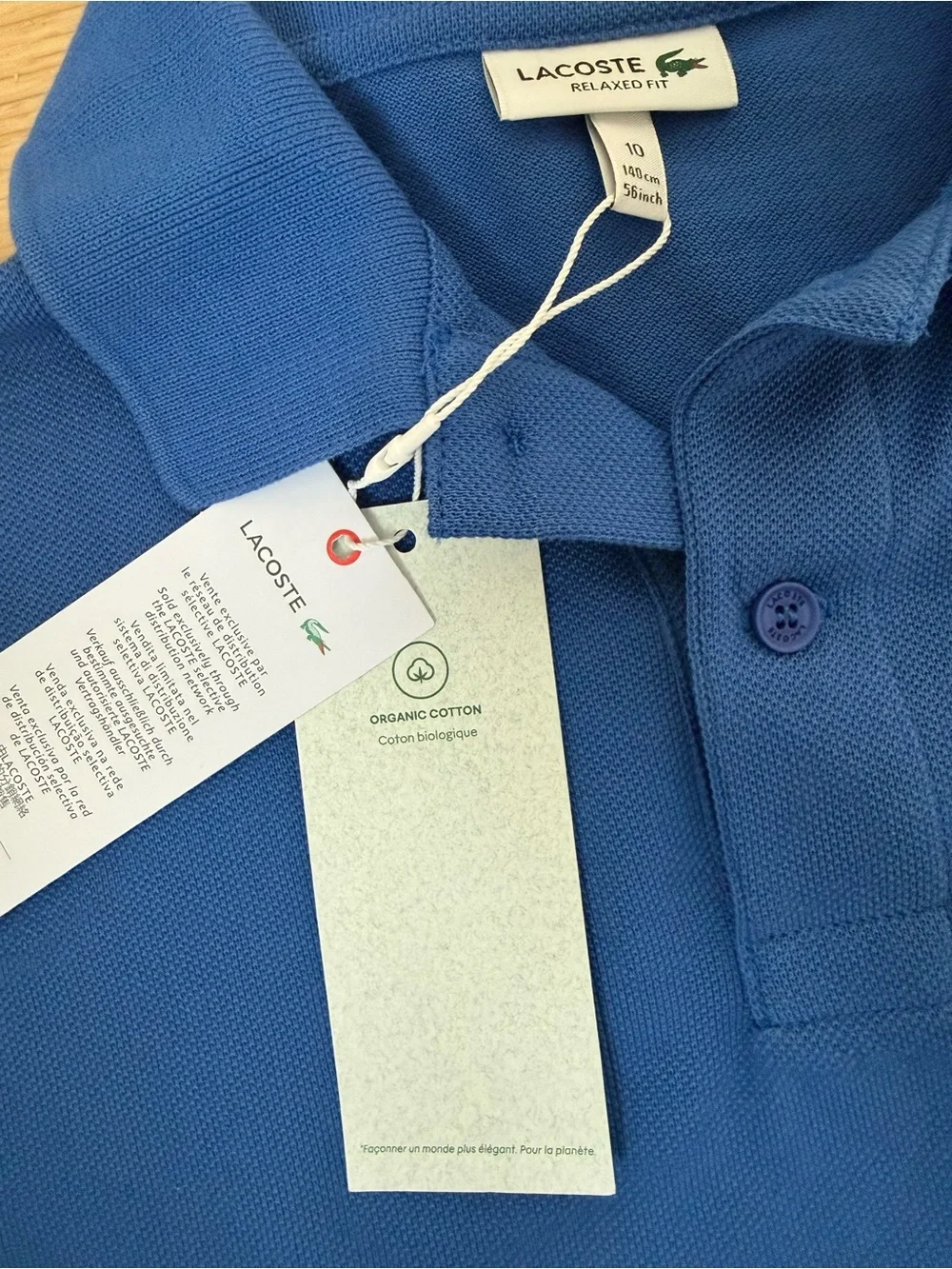 Lacoste Boys Blue Short Sleeve Polo with Crocodile Patch NWT